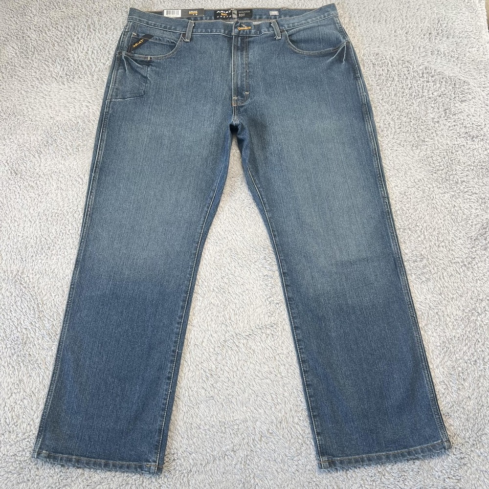 Ariat Jeans Mens 40x30 Blue Bootcut Relaxed Fit Rebar M4 Work Denim Medium Wash